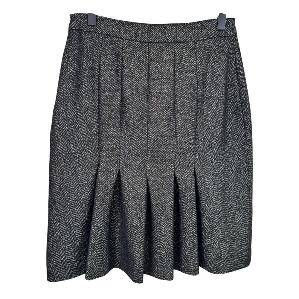 Valentino Roma Grey Wool Pleated Pencil Skirt Size 42/6